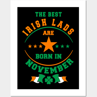 The Best Irish Lads Are Born In November Shamrock Posters and Art